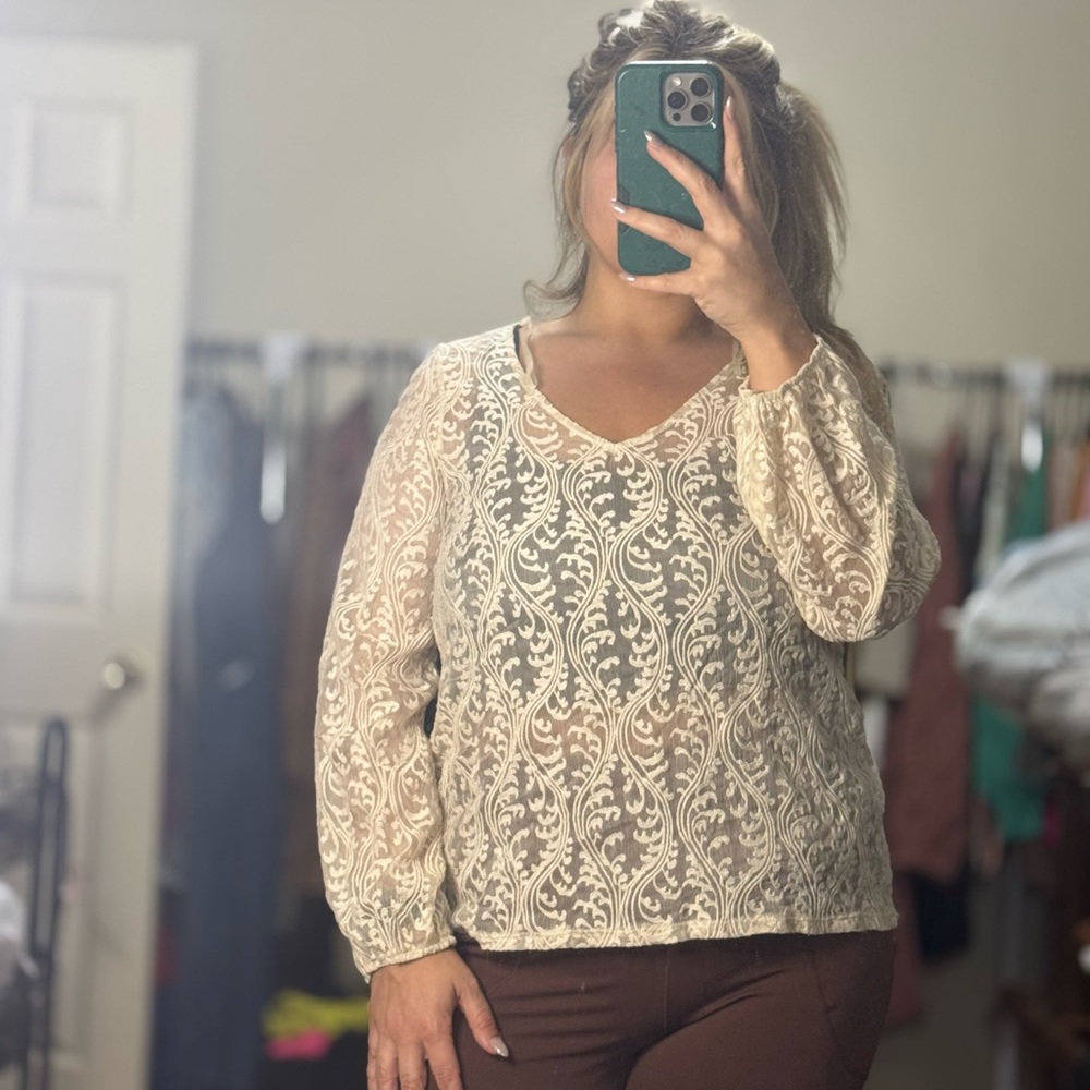 Sheer Lace Long Sleeve Top